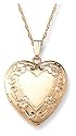 14k Gold Filled Engraved Heart Locket, 20"