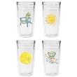 Swirls Summer Designs 12 oz Slimline Insulated Beverage Tumbler Set, Clear (4 designs)