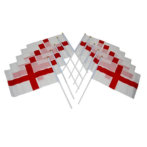 Euro 2016 Fußball Hand winkt England Frankreich Deutschland Italien Spanien Flaggen | Party Spielzeug Tisch Flaggen | 10 Stück England