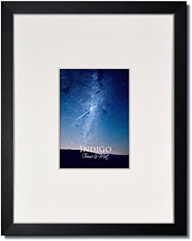 Set of 2 - 16x20 Gallery II: Black Hardwood Picture Frames with Clear Glass and Gallery Style 8-Ply Single White Wide Format Mat for 8x10 (2)