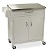 Kitchen Island Cart-Stainless Steel Top-White (White) (34