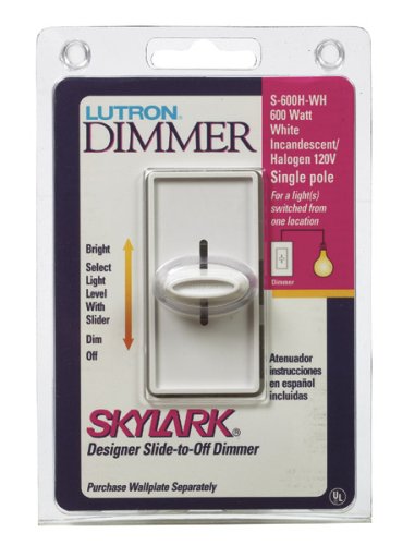 600W Incandescent/Halogen White Skylark® Slide Dimmer - S-600H-WH