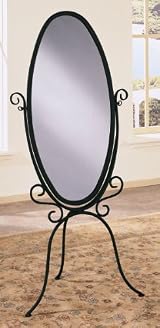 Black and Gold Metal Floor Standing Cheval Mirror