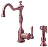 Danze D404214AC Opulence Single-Handle Kitchen Faucet with Lever Handle and Spray, Antique Copper