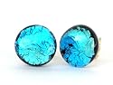 Schmuck aus Deutschland, handgearbeiteter Glasschmuck, Midnight Ohrstecker aqua t&uuml;rkis