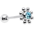 Bioplast Aqua Steel Gem Flower Barbell Tongue Ring