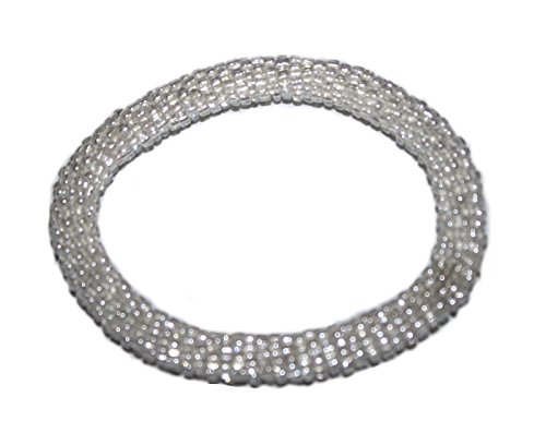 Crochet Glass Seed Bead Bracelet Roll on Bracelet Nepal Bracelet