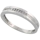 10k White Gold Men's Diamond Band, w/ 0.04 Carat Brilliant Cut Diamonds, 5/32 in. (4mm) wide