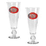 Arizona Diamondbacks Oval Logo 2 Piece Pilsner Glass Set with Baseball on Stem