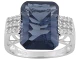 10KT WG 8.07CT LONDON BLUE TOPAZ AND .10CTW DIAMOND RING