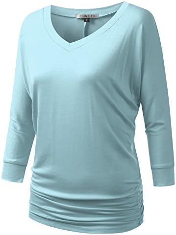 URBANCLEO PLUS Size Womens Dolman Top 3/4 Sleeves V-Neck Tee ICEBLUE XLARGE