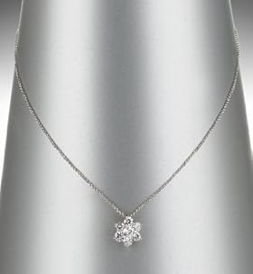 Platinum Plated Diamanté Floral Pendant Necklace