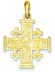 14K Yellow Gold Jerusalem Cross Pendant Charm