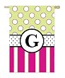 Monogram Peppy Pink & Green Polka Dot Double Sided Regular Size Flag - G Monogram Peppy Pink & Green Polka Dot Double Sided Regular Size Flag - G