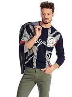 Desigual Camiseta Manga Larga Raúl Rep (Azul Marino)