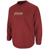 MLB Boys' Houston Astros Long Sleeve Crew Neck Thermabase Tech Fleece Pullover (Pro Brick/Pro Black, Medium)