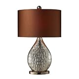 Dimond D1889 15-Inch Width by 23-Inch Height Sovereign Table Lamp in Antique Mercury and Coffee Plating with Oval Copper Faux Silk Shade and Bright Copper Liner
