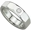 0.12 Ct. Round Brilliant Cut Diamond, 14Kt. White Gold. Diamond Solitaire Men's Band