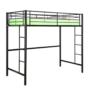 Walker Edison Sunset Metal Twin Loft/Bunk Bed, Black