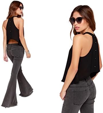 Miaoyifashion Women's Spring Sleeveless Round Neck Vest Chiffon Shirt XXL