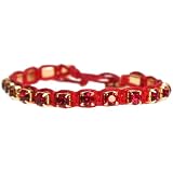 Red Rhinestone and Gold Single Strand Wrap Bracelet