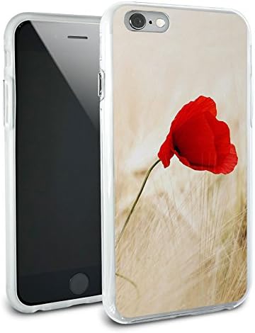 Red Poppy Flower in Wheat Field Protective Slim Hybrid Rubber Bumper Case for Apple iPhone 6