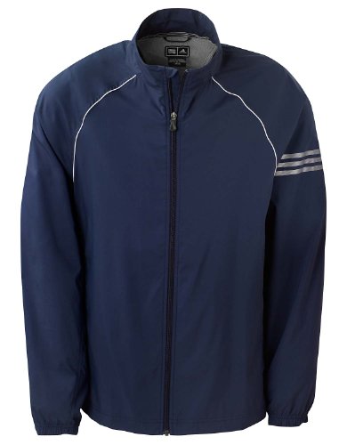 adidas Golf Men's ClimaProof 3-Stripes Full-Zip Jacket - Navy/White/Sterling A69 2XL On Sale