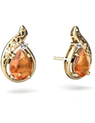 Genuine Fire Opal 14kt Yellow Gold Filligree Earrings