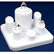 White Leather 6 Clip Ring Showcase Display Jewelry Set
