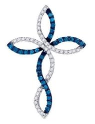 0.33 cttw 10k White Gold Infinity Cross Pendant Blue Diamond Infinity Cross Pendant (Real Diamonds: 1/3 cttw)