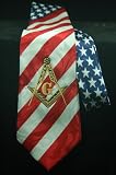 Thumbnail image for Masonic Silk American Flag with Embroidered Square & Compass…
