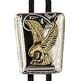 Striking Eagle on a Silver-tone Shield Southwestern Bolo Tie