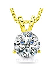 0.50 Ct Ladies Round Cut Diamond Soitaire Pendant / Necklace in 14 kt Yellow Gold