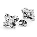 Men's Stainless Steel Stud Earrings CZ Silver Tone Black Dragon Claw Square