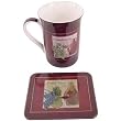 Chardonnay Wine Motif Boxed Porcelain mug and coaster set