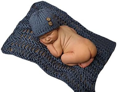 Liange Newborn Baby Photography Prop Crochet Knitted Handmade Hat and blanket Costume