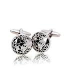 World Globe Black & Silver Cufflinks