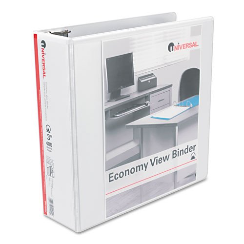 Universal® Round Ring Economy Vinyl View Binder, 3in Capacity, White