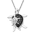 10k White Gold Mother and Baby Turtle Diamond Pendant (0.08 cttw, I-J Color, I2-I3 Clarity), 18"
