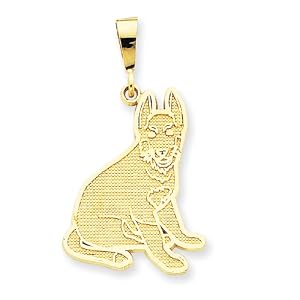 14k German Shepherd Pendant