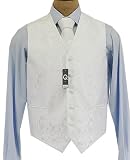 Brand Q Mens White Paisley Vest Tie Hanky Set