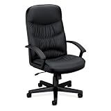 Basyx VL641ST11T VL640 Series Leather Executive High-Back Swivel/Tilt Steel Chair, Black