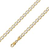 14K Solid Yellow 2 Two Tone Gold Mariner Chain Necklace 6.4mm (1/4) 20