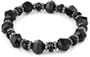1928 Jewelry Jet and Silver Tone Faceted Bead Stretch Bracelet