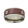 Stainless Steel Chocolate Brown Plate Ring Band 316L Screw Design Polish Finish Size 9 Bucasi FREE SHIPPING