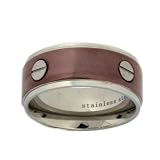 Stainless Steel Chocolate Brown Plated Ring Band 316L Screw Design Polish Finish Size 6 Bucasi FREE SHIPPING