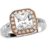 14K Rose and White Gold Hand-Engraved Diamond Engagement Ring - 1.25 Ct.