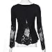 SunWard(TM) Women Sexy Backless Net Yarn Splice Long Sleeve Shirt (XLarge, Black)