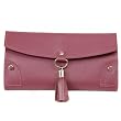 Travel Bag Jewelry Leather Plum with Matching Stitching Tassel Buckle