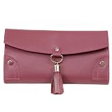 Travel Bag Jewelry Leather Plum with Matching Stitching Tassel Buckle